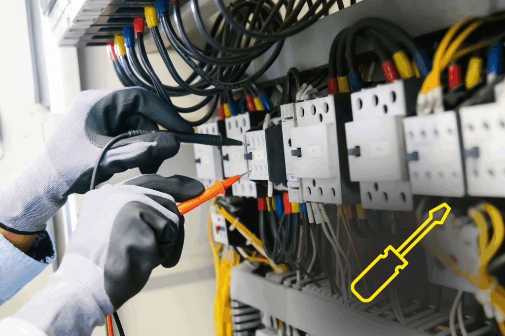 Kabel werden installiert.