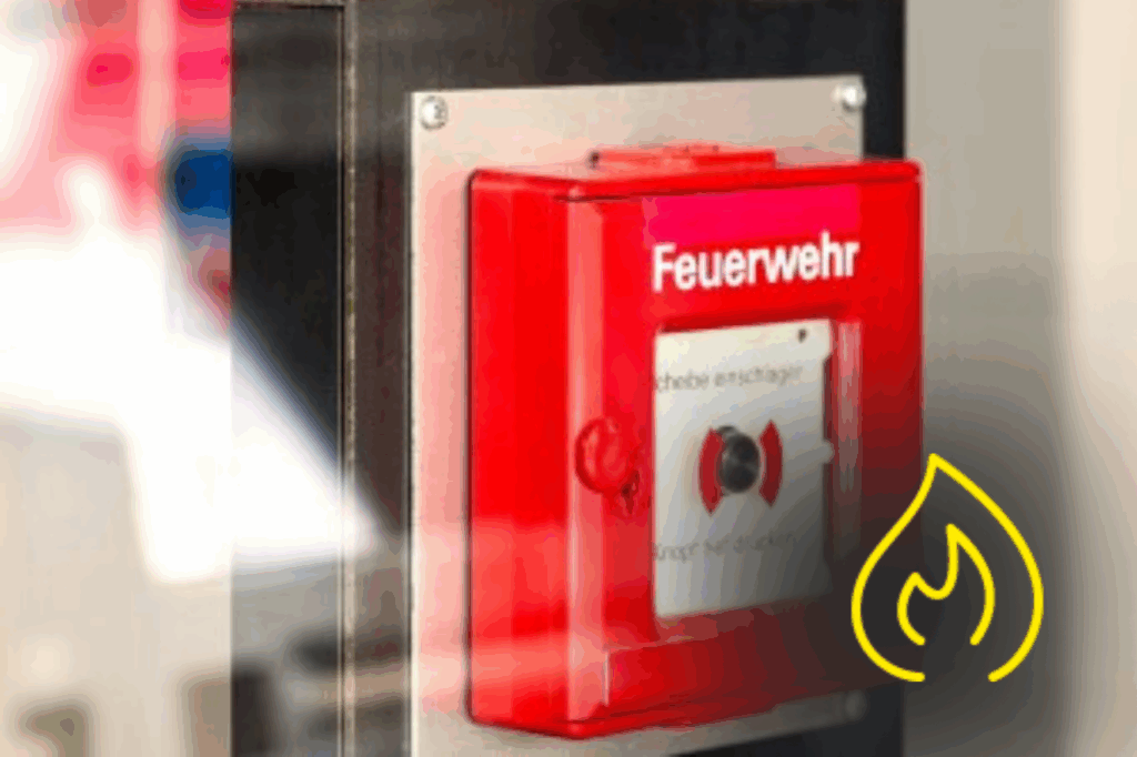 Brandmeldeanlage mit Feuer Icon.