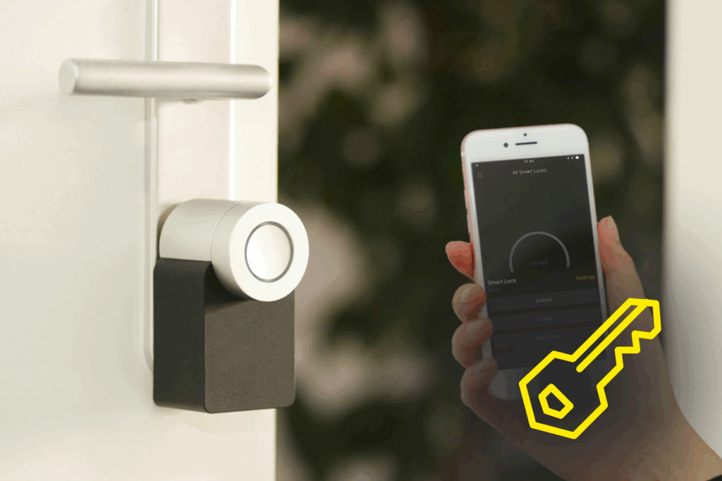 Tür wird mit Smart Lock am Handy aufgesperrt.